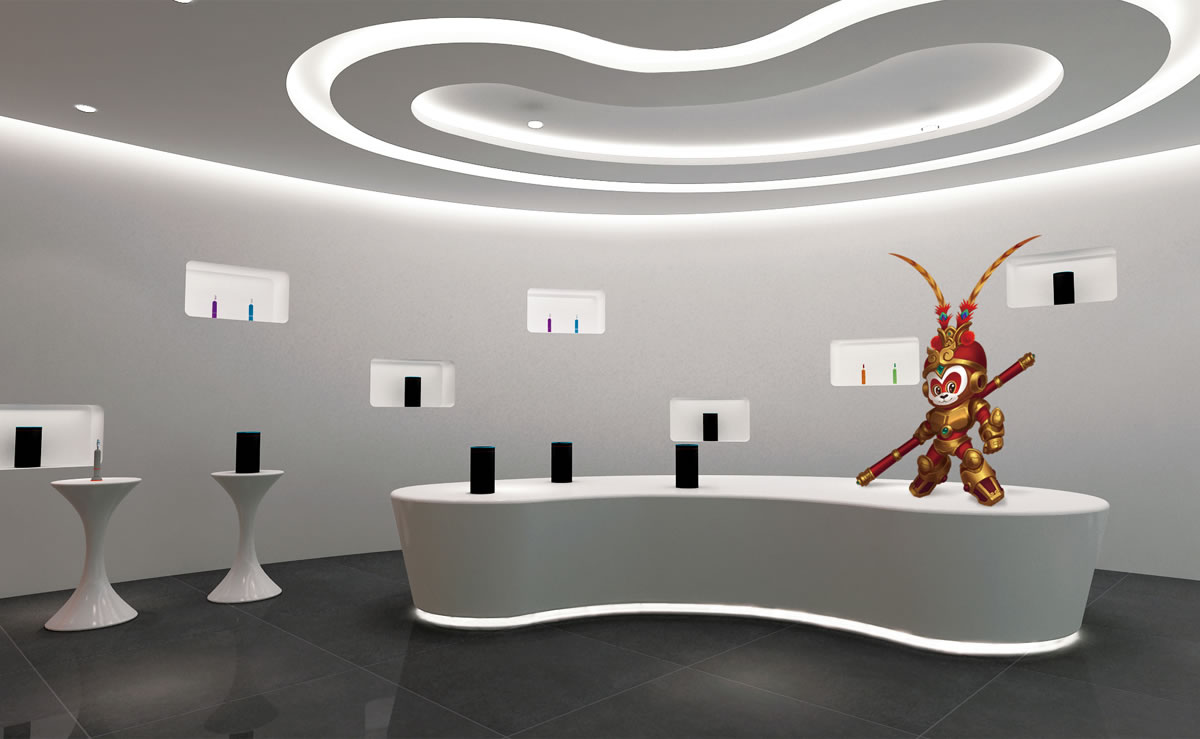 大圣魔腦店面設(shè)計,雙猴科技空間設(shè)計,大圣魔腦空間設(shè)計,雙猴店面形象設(shè)計,雙猴品牌形象